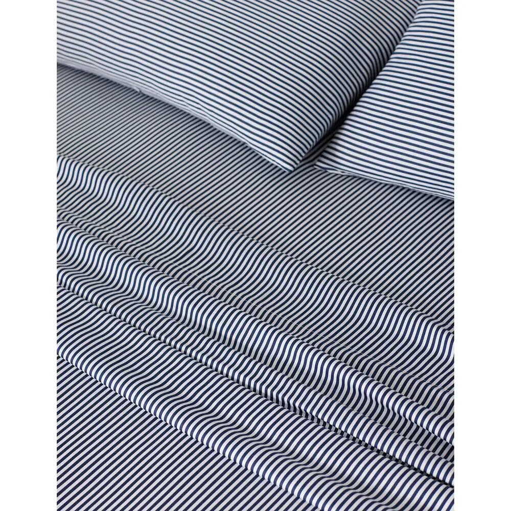 Cozy Earth Bamboo Sheet Set Queen Classic Stripe in Pacific Blue